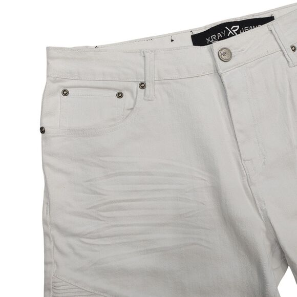 NWT X-ray Jeans White Denim Moto Shorts Mens Size 34 Style : Xms-9613 - Picture 9 of 16